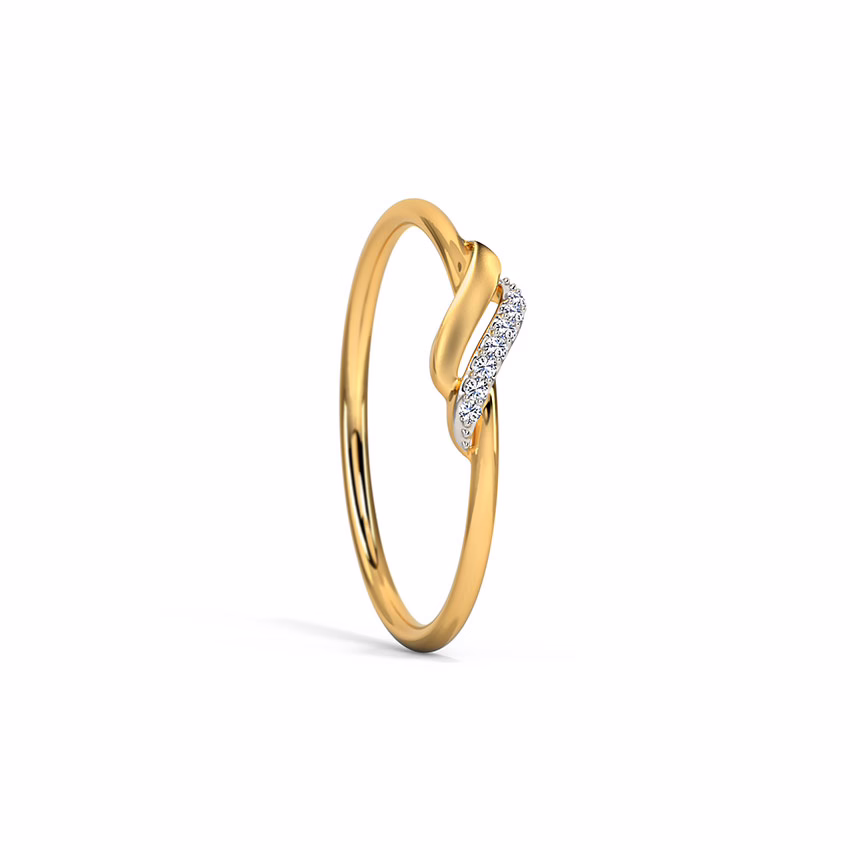 Diamond Rings 14 Karat Yellow Gold Teensy Wave Diamond Ring