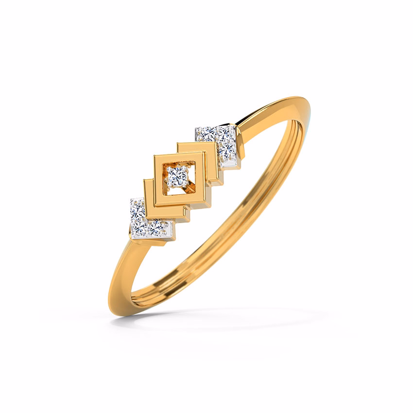 Diamond Rings 14 Karat Yellow Gold Diamond Quarrel Ring