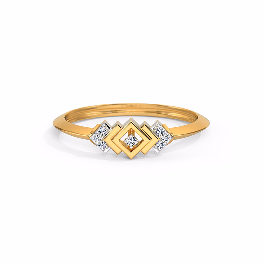 Diamond Rings 14 Karat Yellow Gold Diamond Quarrel Ring