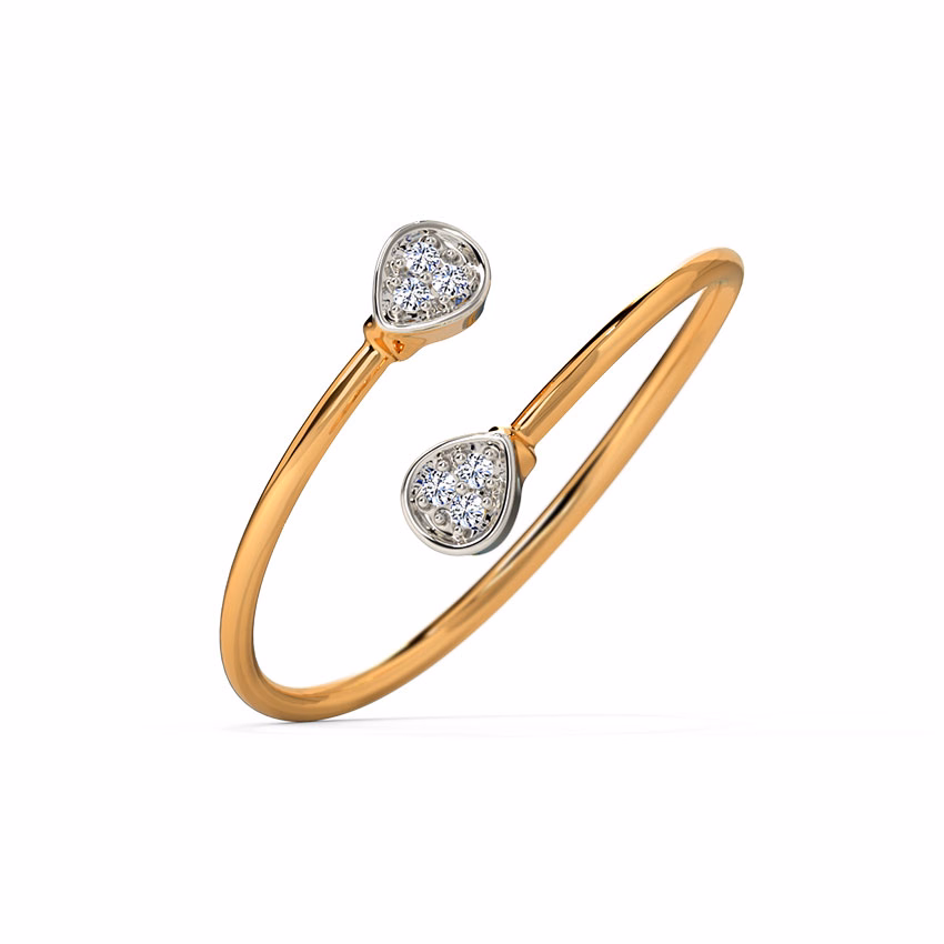 Diamond Rings 18 Karat Yellow Gold Duet Circular Diamond Ring
