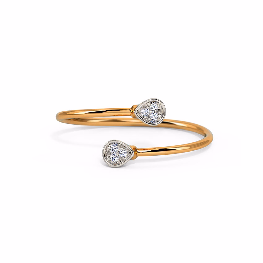Diamond Rings 18 Karat Yellow Gold Duet Circular Diamond Ring