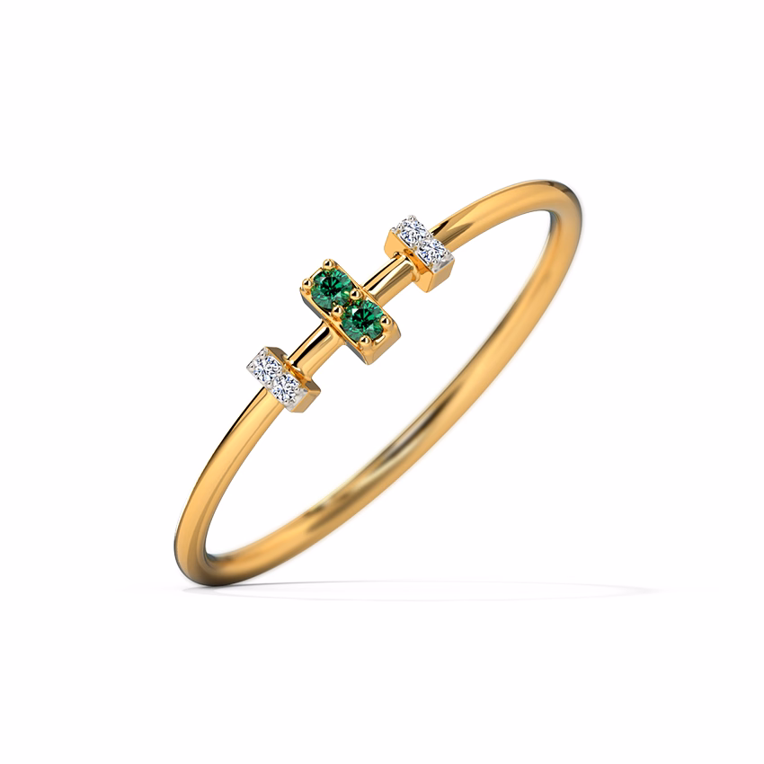 Diamond,Gemstone Rings 9 Karat Yellow Gold Rectangular Streak Gemstone Ring