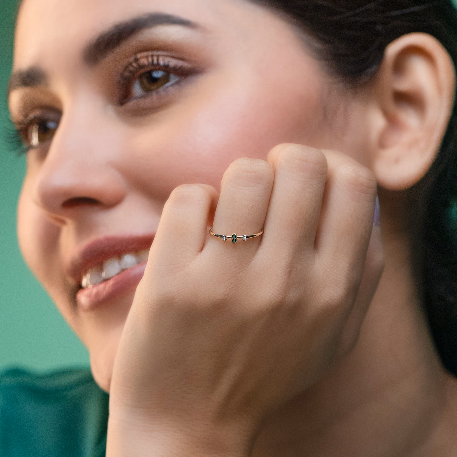 Diamond,Gemstone Rings 9 Karat Yellow Gold Rectangular Streak Gemstone Ring