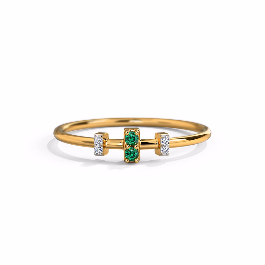Diamond,Gemstone Rings 9 Karat Yellow Gold Rectangular Streak Gemstone Ring