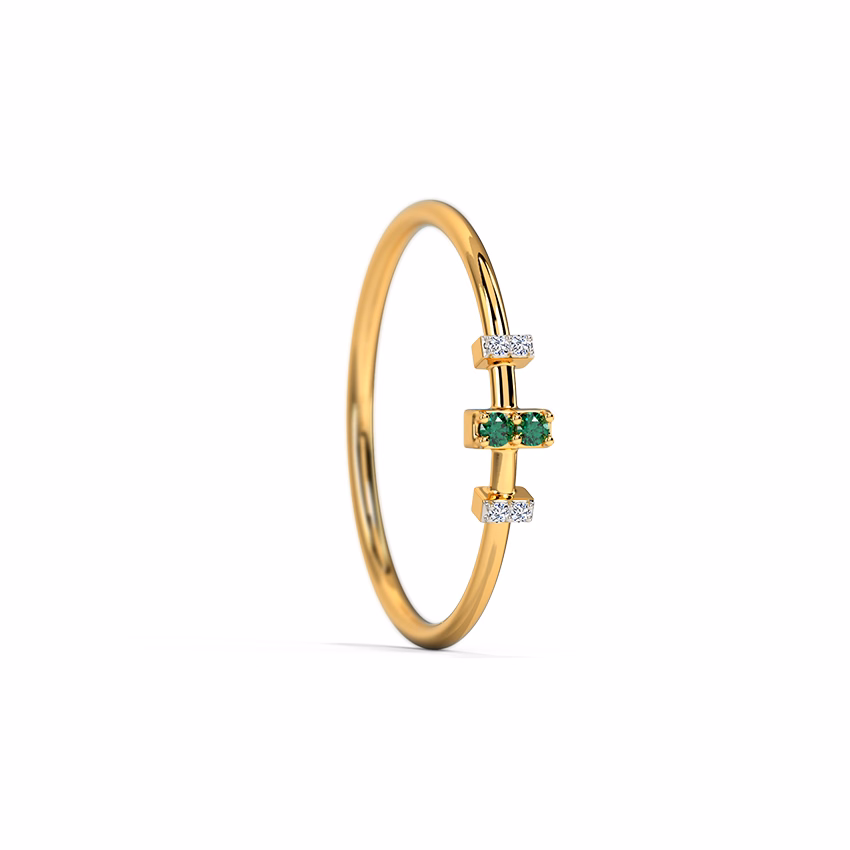 Diamond,Gemstone Rings 9 Karat Yellow Gold Rectangular Streak Gemstone Ring