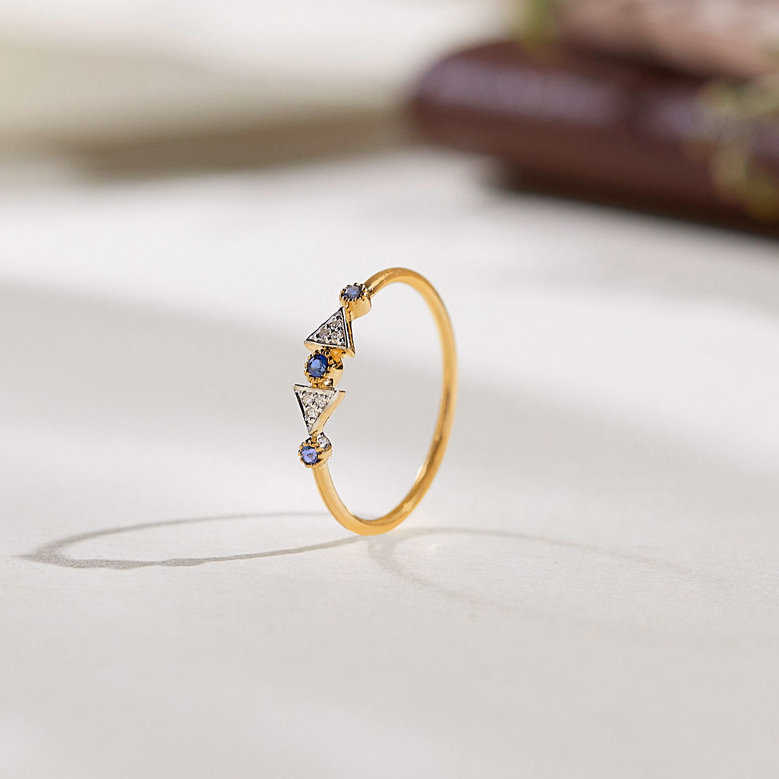 Diamond,Gemstone Rings 14 Karat Yellow Gold Craze Gemstone Ring