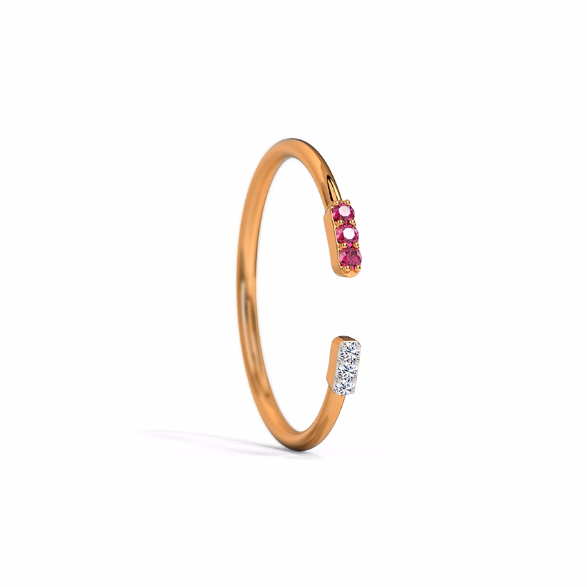 Diamond,Gemstone Rings 14 Karat Rose Gold Twin Quad Gemstone Ring