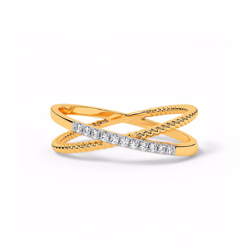 Diamond Rings 9 Karat Rose Gold Criss Cross Diamond Ring