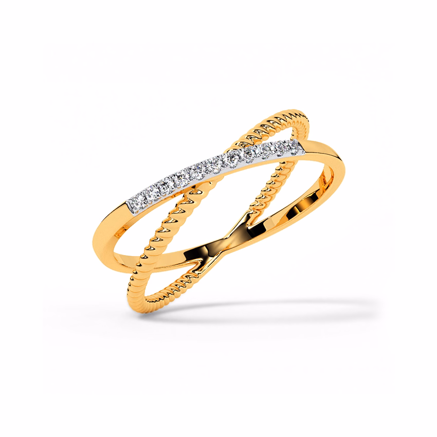 Diamond Rings 9 Karat Rose Gold Criss Cross Diamond Ring