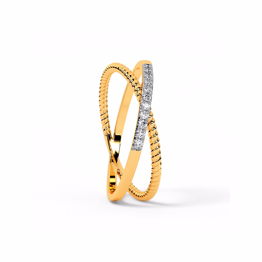Diamond Rings 9 Karat Rose Gold Criss Cross Diamond Ring