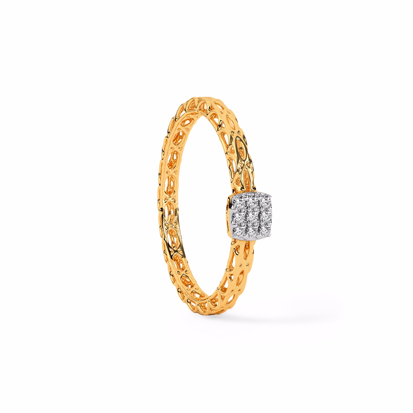 Diamond Rings 18 Karat Rose Gold Radiant Weave Diamond Ring