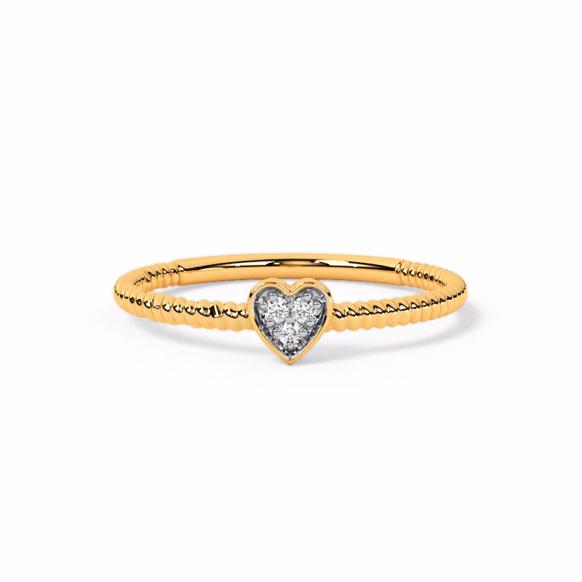 Diamond Rings 9 Karat Yellow Gold Swirl Heart Diamond Ring