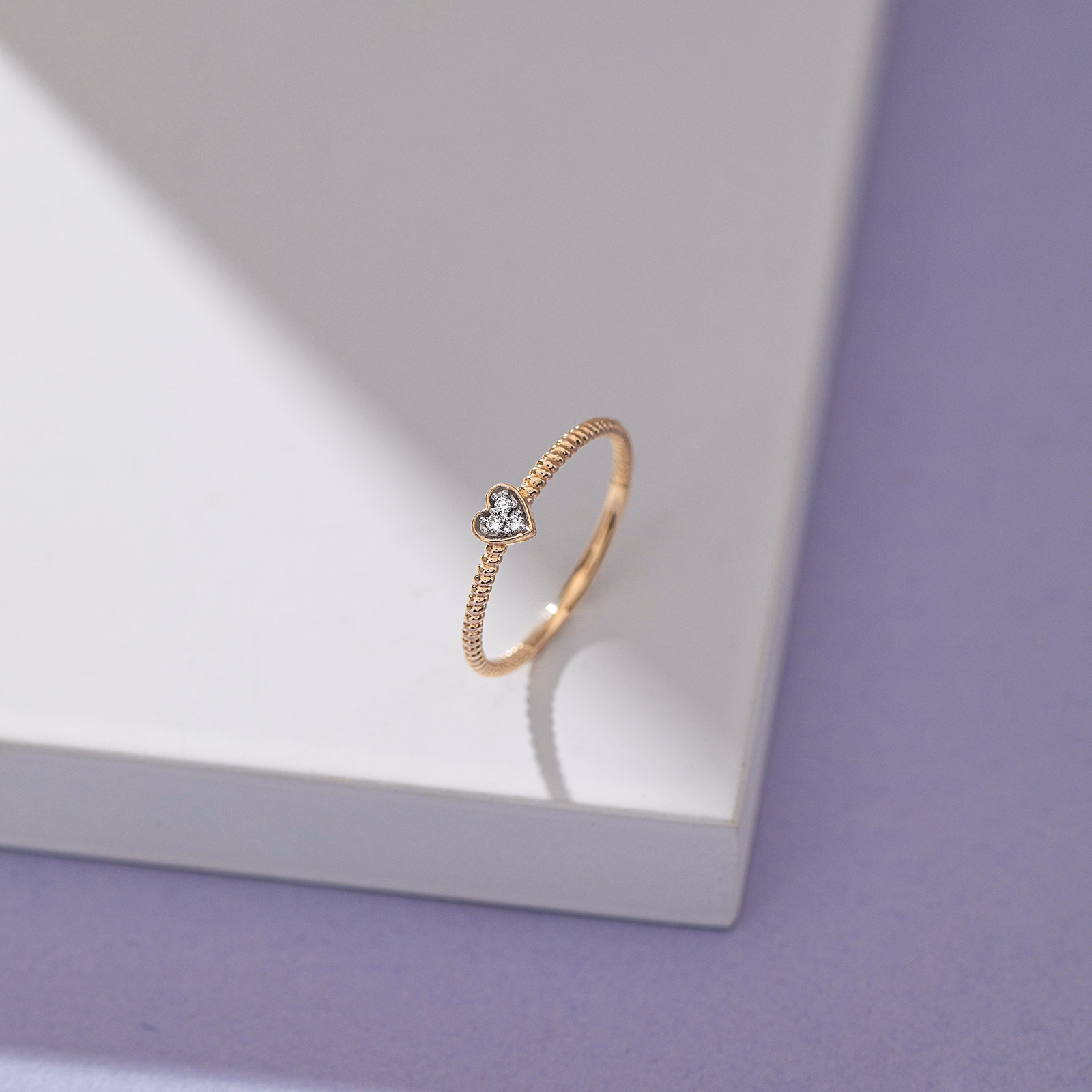 Diamond Rings 9 Karat Yellow Gold Swirl Heart Diamond Ring