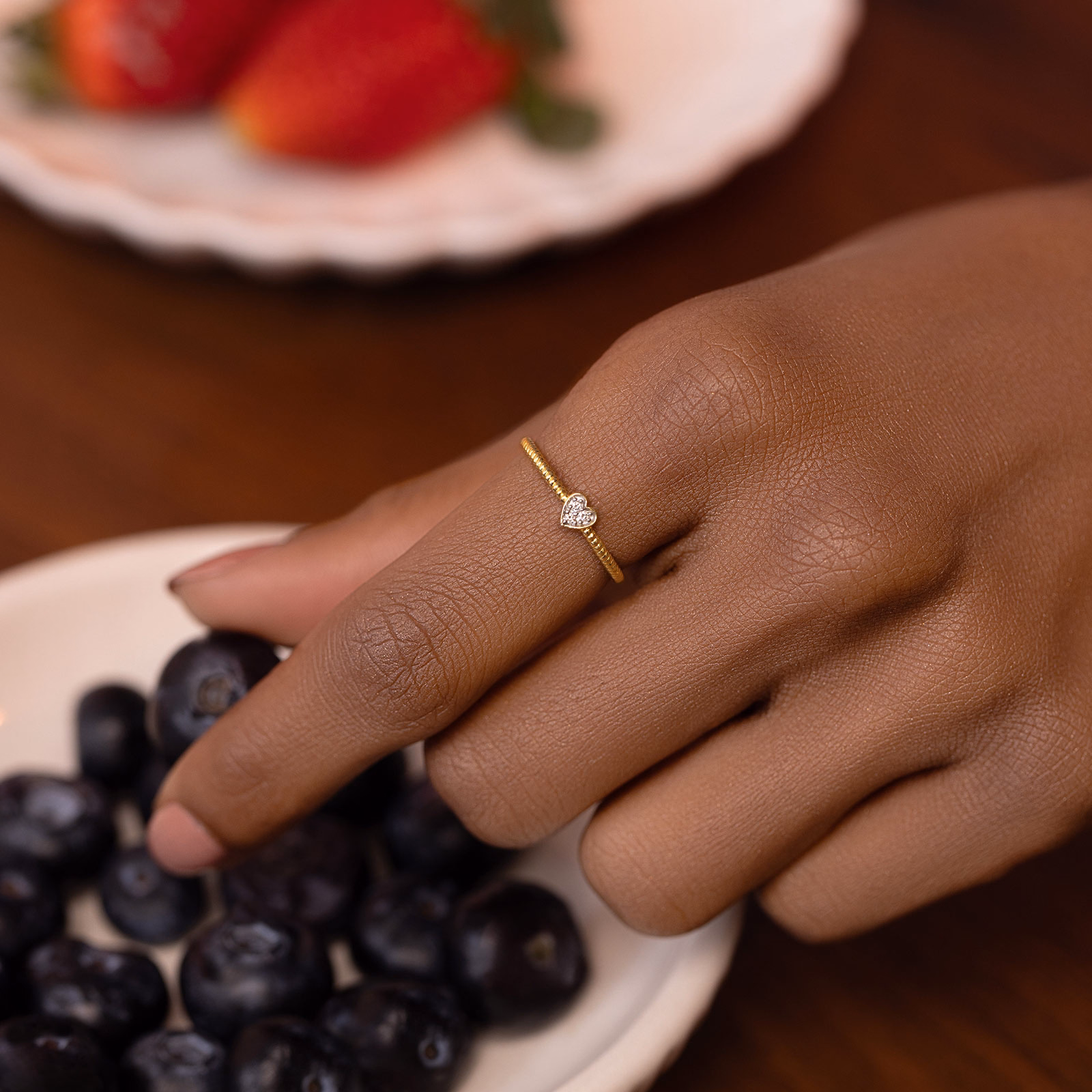 Diamond Rings 9 Karat Yellow Gold Swirl Heart Diamond Ring