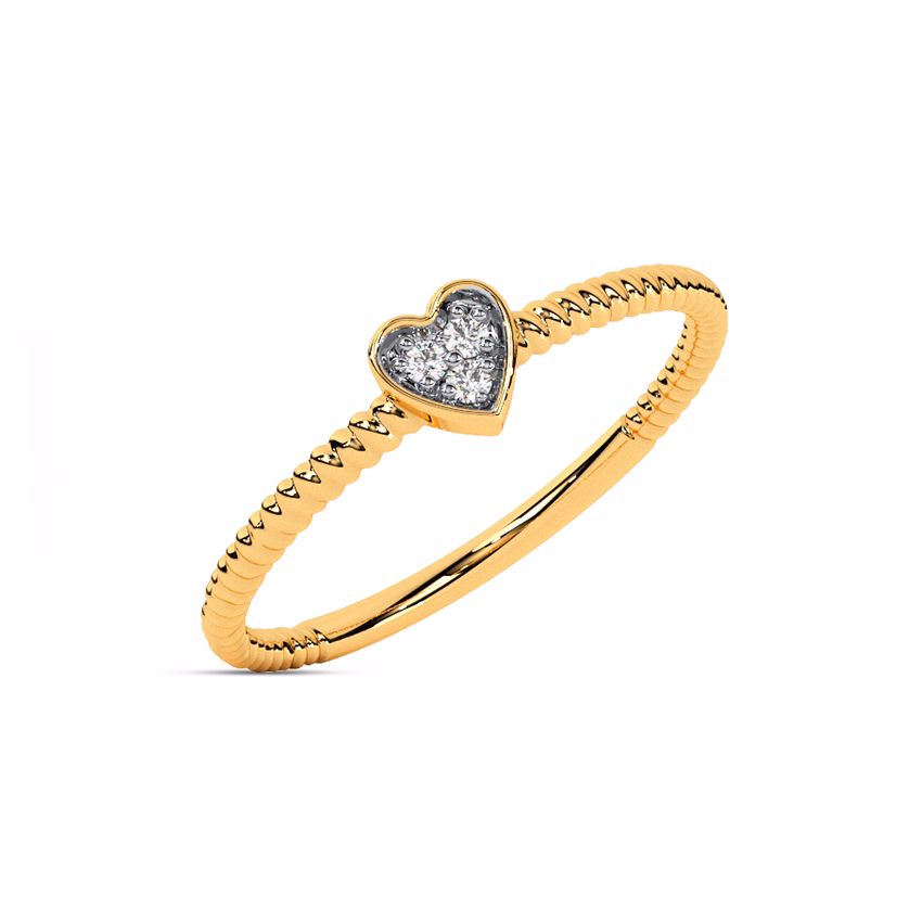 Diamond Rings 9 Karat Yellow Gold Swirl Heart Diamond Ring