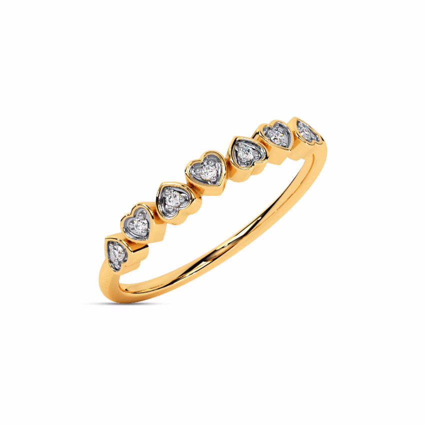 Diamond Rings 9 Karat Rose Gold Line of Hearts Diamond Band