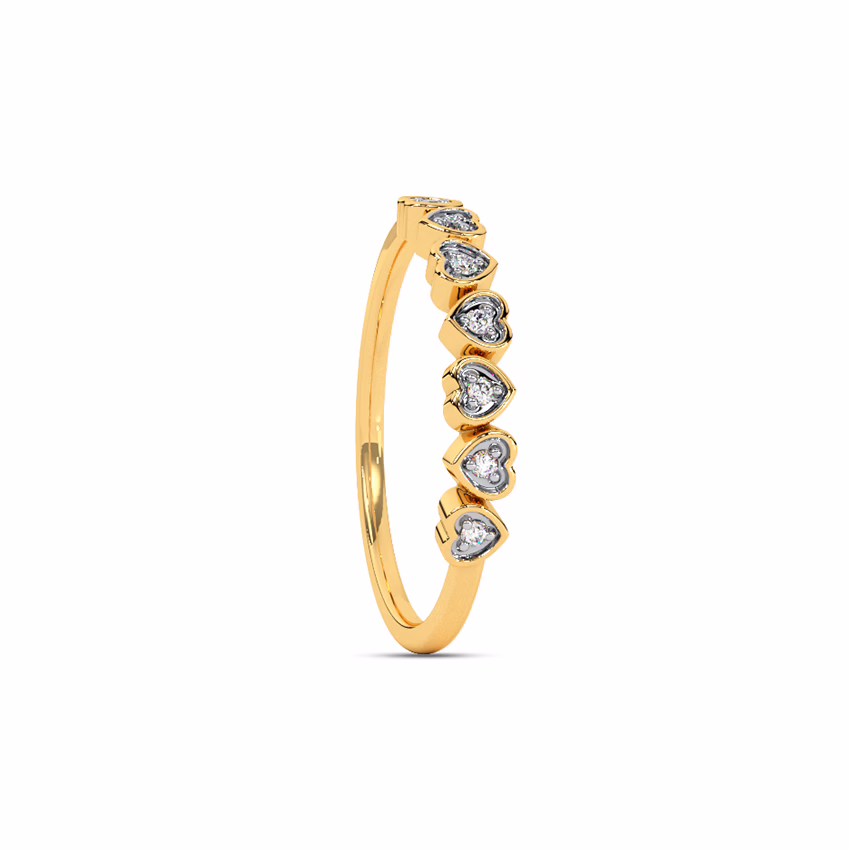 Diamond Rings 9 Karat Rose Gold Line of Hearts Diamond Band