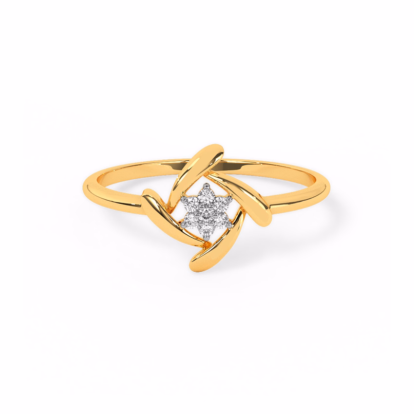 Diamond Rings 9 Karat Yellow Gold Swirly Shine Diamond Ring