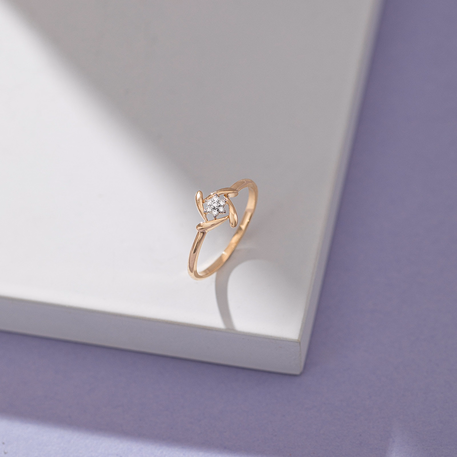 Diamond Rings 9 Karat Yellow Gold Swirly Shine Diamond Ring