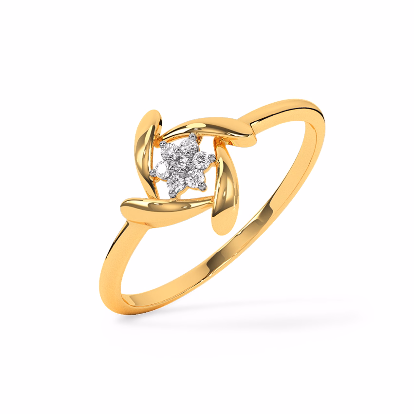 Diamond Rings 9 Karat Yellow Gold Swirly Shine Diamond Ring