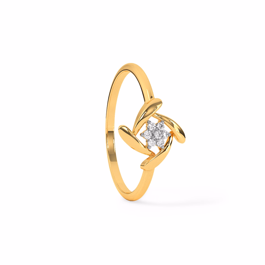 Diamond Rings 9 Karat Yellow Gold Swirly Shine Diamond Ring