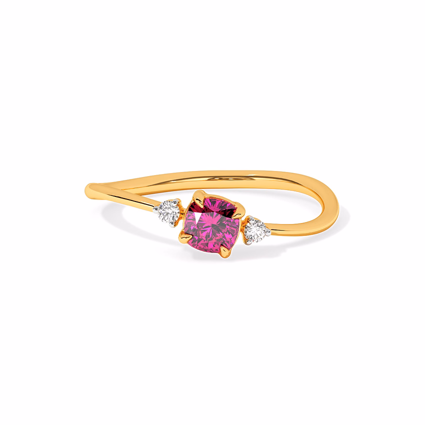 Diamond,Gemstone Rings 9 Karat Yellow Gold Cherry Spark Gemstone Ring