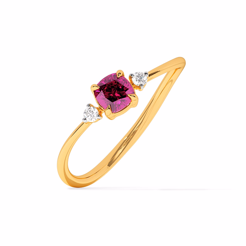 Diamond,Gemstone Rings 9 Karat Yellow Gold Cherry Spark Gemstone Ring