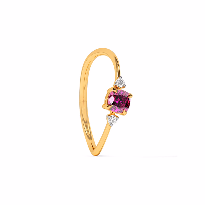Diamond,Gemstone Rings 9 Karat Yellow Gold Cherry Spark Gemstone Ring