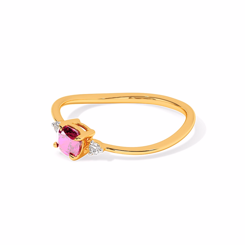 Diamond,Gemstone Rings 9 Karat Yellow Gold Cherry Spark Gemstone Ring