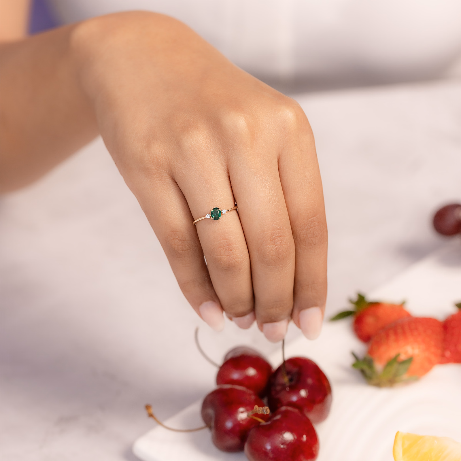 Diamond,Gemstone Rings 9 Karat Yellow Gold Green Lime Gemstone Ring