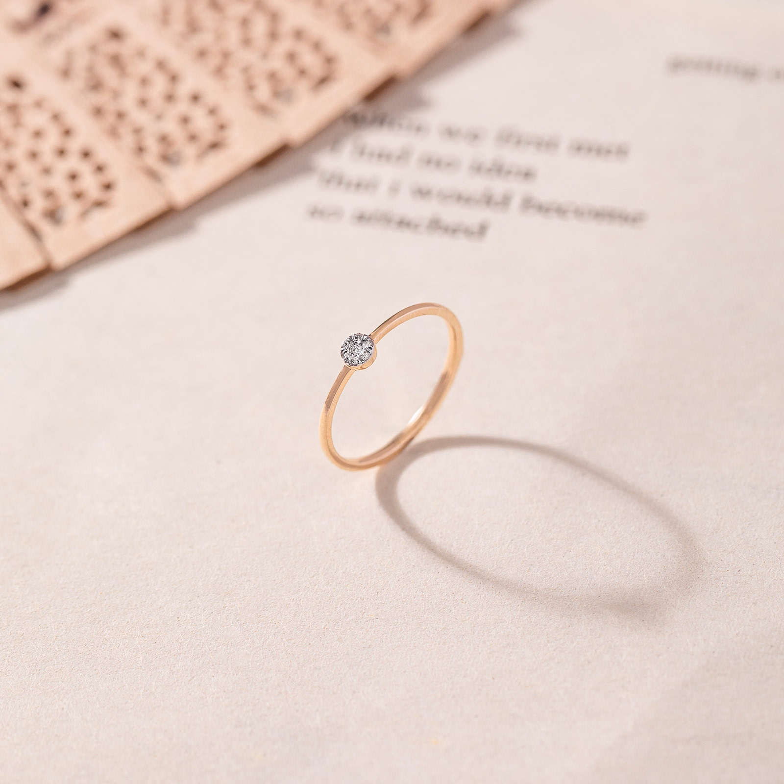Diamond Rings 9 Karat Rose Gold Wheel Grids Diamond Ring