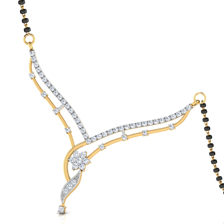Diamond Mangalsutra 18 Karat Yellow Gold Vrinda Diamond Mangalsutra