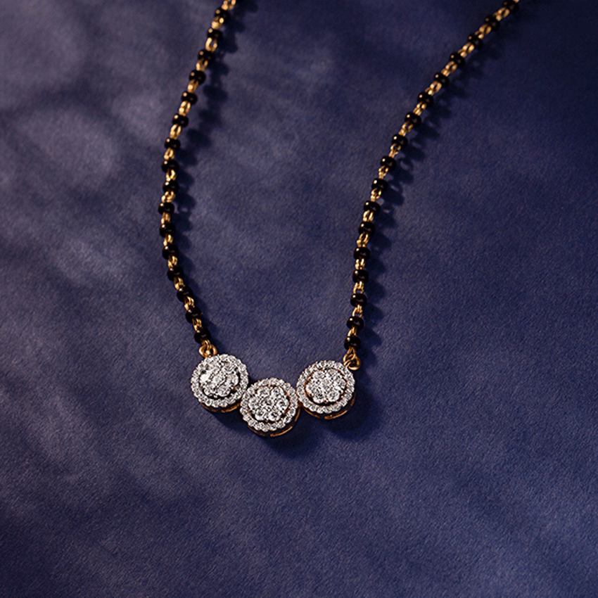Diamond Mangalsutra 14 Karat Yellow Gold Samaira Diamond Mangalsutra