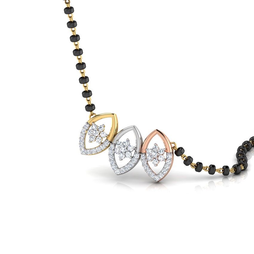 Diamond Mangalsutra 18 Karat Three Tone Gold Devika Diamond Mangalsutra