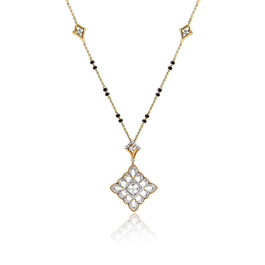 Diamond Mangalsutra 18 Karat Yellow Gold Jina Diamond Mangalsutra