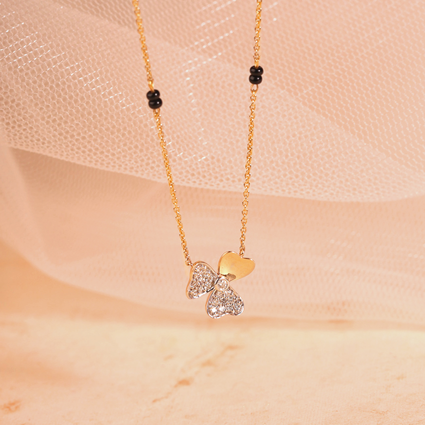 Diamond Mangalsutra 14 Karat Yellow Gold Heer Diamond Mangalsutra