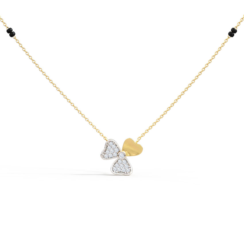 Diamond Mangalsutra 14 Karat Yellow Gold Heer Diamond Mangalsutra