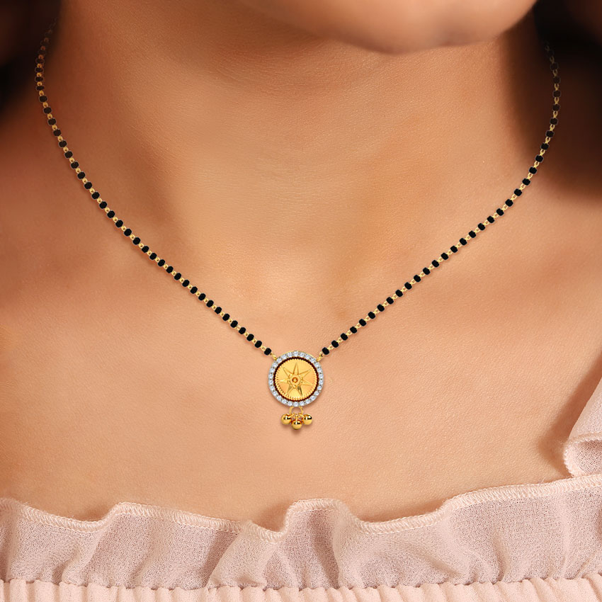 Diamond Mangalsutra 18 Karat Yellow Gold Esha Coin Diamond Mangalsutra