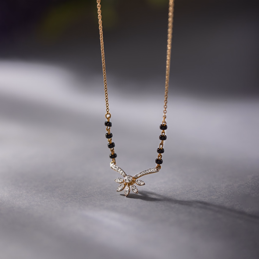 Diamond Mangalsutra 14 Karat Yellow Gold Tania Diamond Mangalsutra