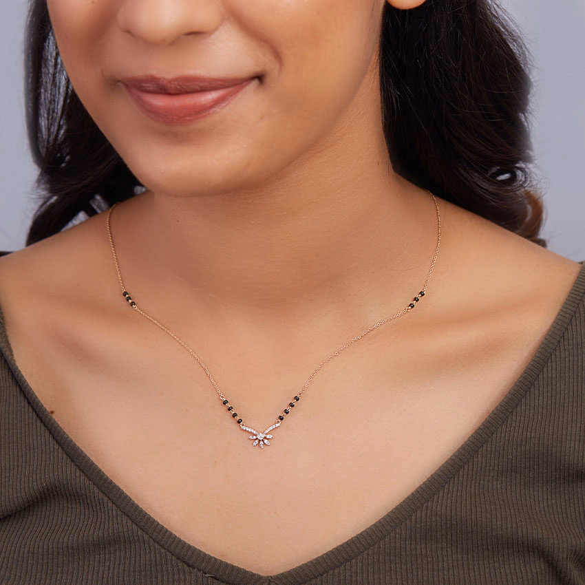 Diamond Mangalsutra 14 Karat Yellow Gold Tania Diamond Mangalsutra