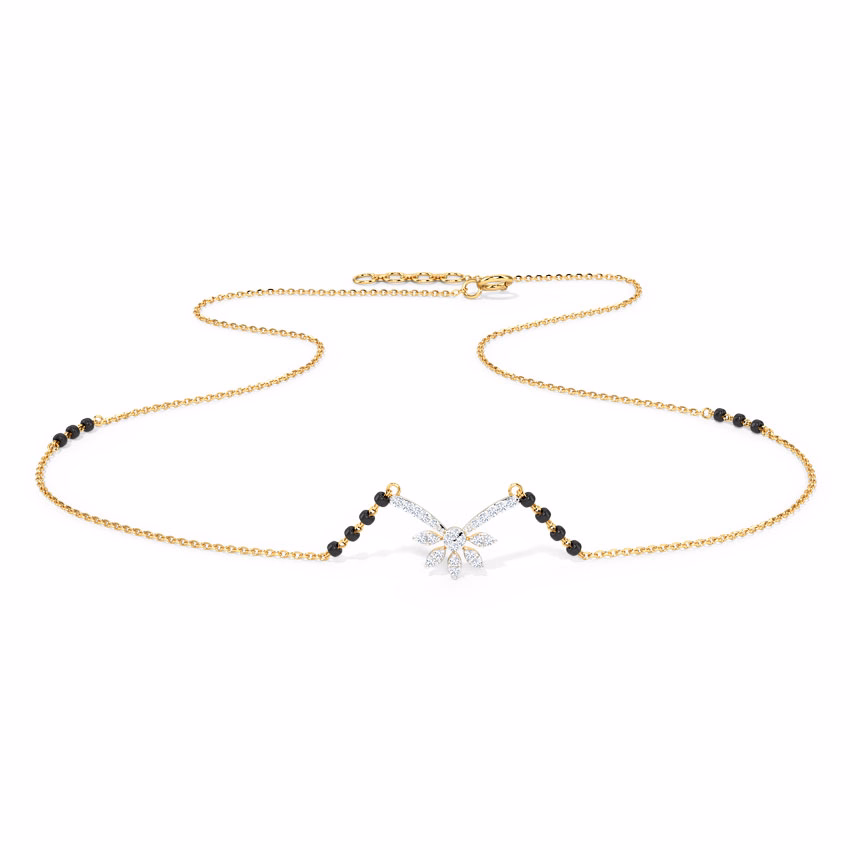 Diamond Mangalsutra 14 Karat Yellow Gold Tania Diamond Mangalsutra