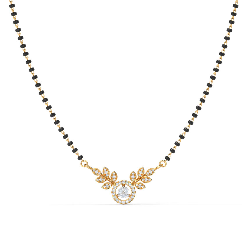 Diamond Mangalsutra 14 Karat Yellow Gold Yuvika Diamond Mangalsutra