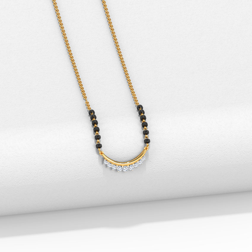 Diamond Mangalsutra 18 Karat Yellow Gold Adoor Diamond Mangalsutra