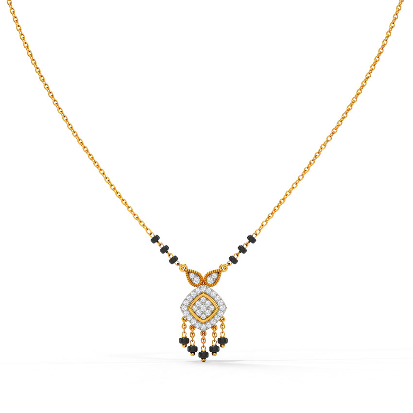 Diamond Mangalsutra 14 Karat Yellow Gold Urooj Diamond Mangalsutra