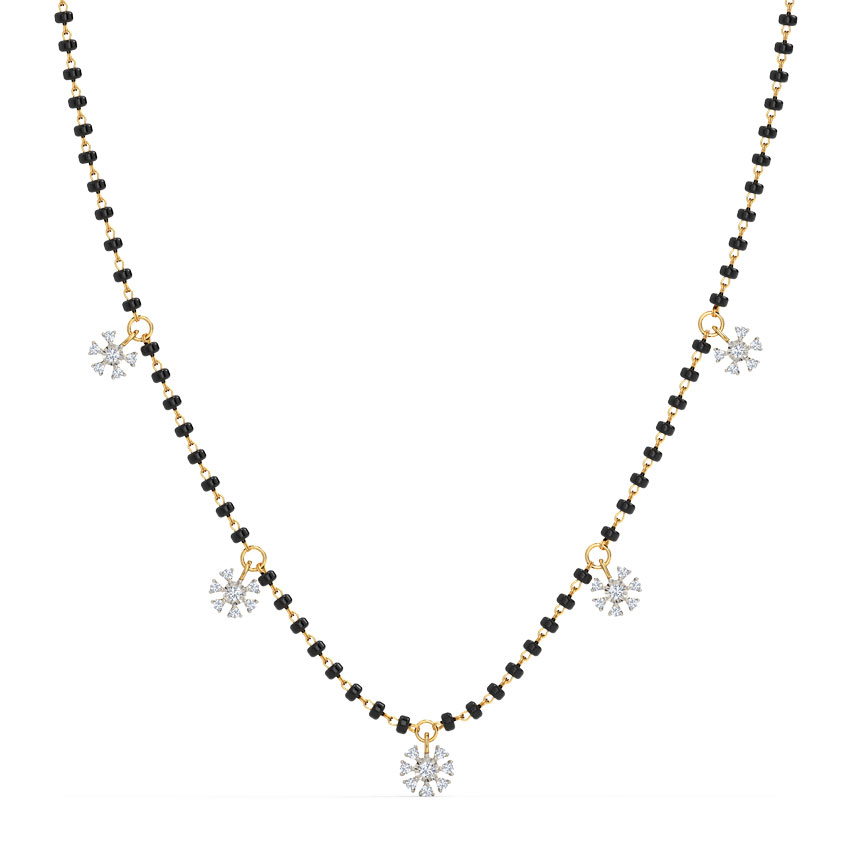 Diamond Mangalsutra 14 Karat Yellow Gold Bushra Diamond Mangalsutra