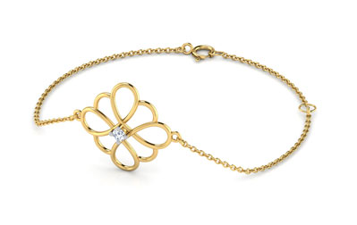 Diamond Bracelets 18 Karat Yellow Gold Floral Diamond Bracelet