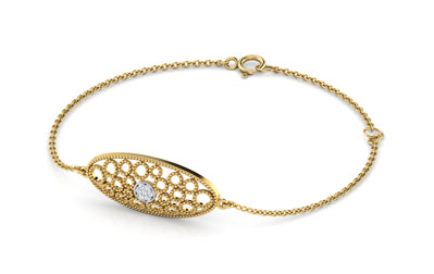 Diamond Bracelets 18 Karat Yellow Gold Honeycomb Diamond Bracelet