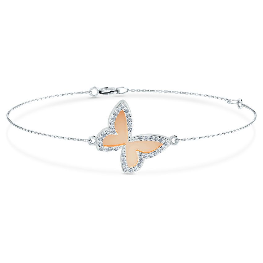 Diamond Bracelets 18 Karat Two Tone Gold Flutter Diamond Bracelet