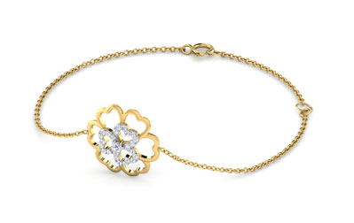 Diamond Bracelets 18 Karat Yellow Gold Hibiscus Floret Diamond Bracelet