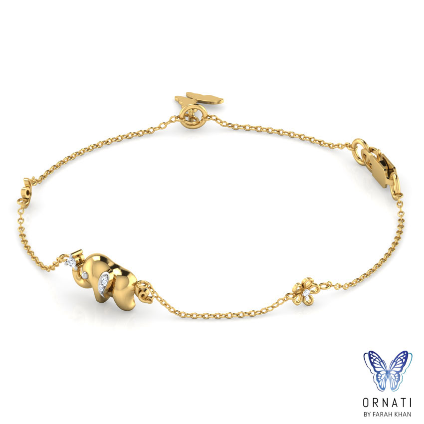Diamond Bracelets 18 Karat Yellow Gold Alicia Elephant Diamond Bracelet